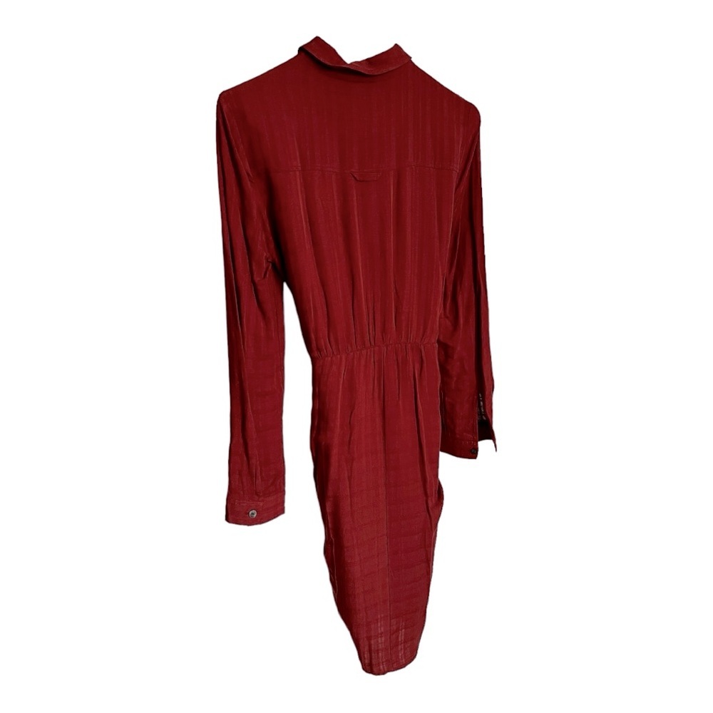 Anthropologie Maeve Bloomsbury Tie Front Shirt Dress Womens Size 4 ob465625 Rust - Picture 4 of 11